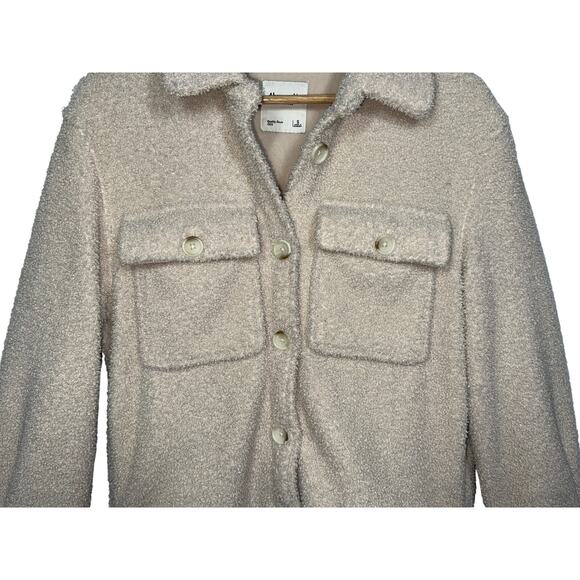 Abercrombie & Fitch Tan Cream Fleece Sherpa Utility Teddy Jacket Coat Womens S - Picture 5 of 9